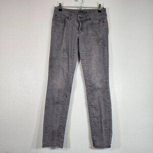 PrAna Women Size 4 Skinny Jeans Pants Geometric Print Gray Cotton Stretch Casual